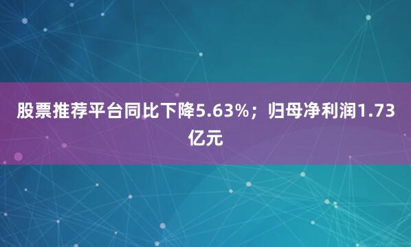 股票推荐平台同比下降5.63%；归母净利润1.73亿元